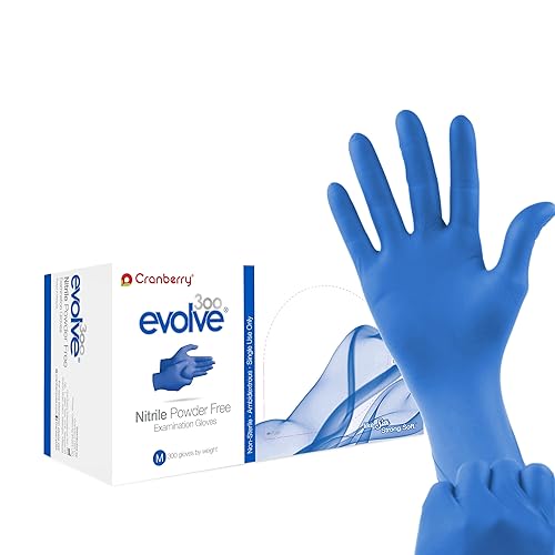 Miniatura 5 de Cranberry USA Evolve Guantes de examen de nitrilo sin polvo, 2.0 mil, medianos, 300 unidades, color azul