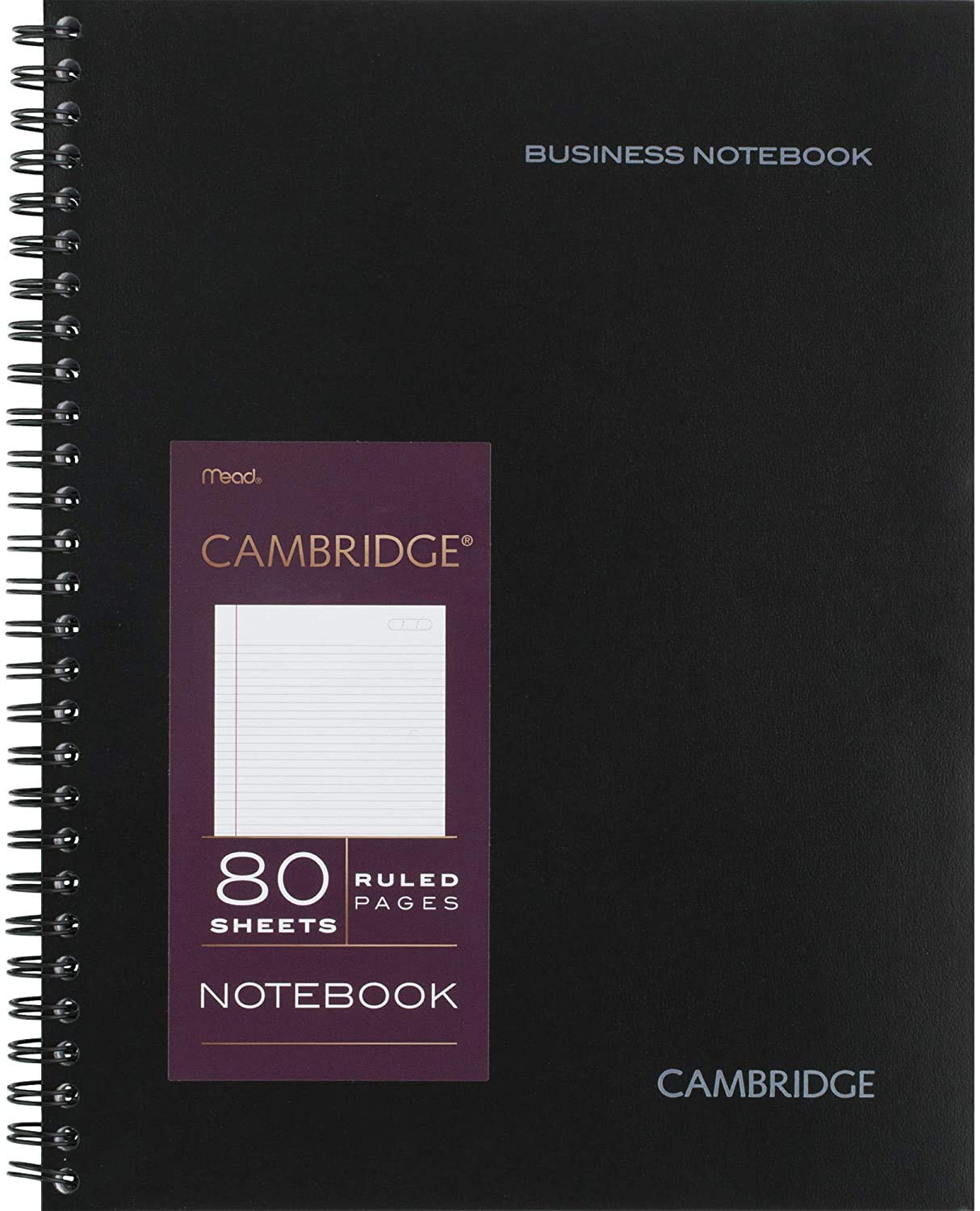 Cambridge Limited Notebook, 6 Pack Black Notebook, Legal Ruled, Professional Business Notebook, 80 Sheets, Spiral Wirebound Office Journal & Notebook For Quicknotes, Meeting for Women & Men, CAM10-402 - Image 2