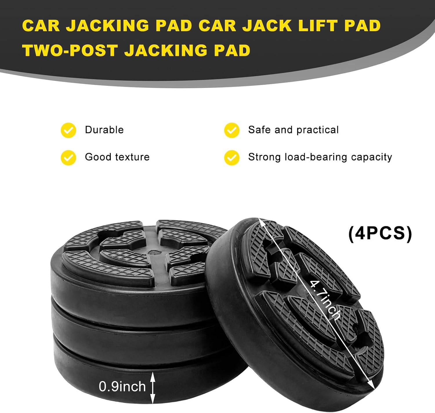 4 PCS Car Lifting Pads, Two-Post Round Auto Jacking Lift Mats Vehicle Support Blocks, Heavy Duty Rubber Arm Pads Weightlifter Accessories Fit for Auto Lift Truck Hoist image 2