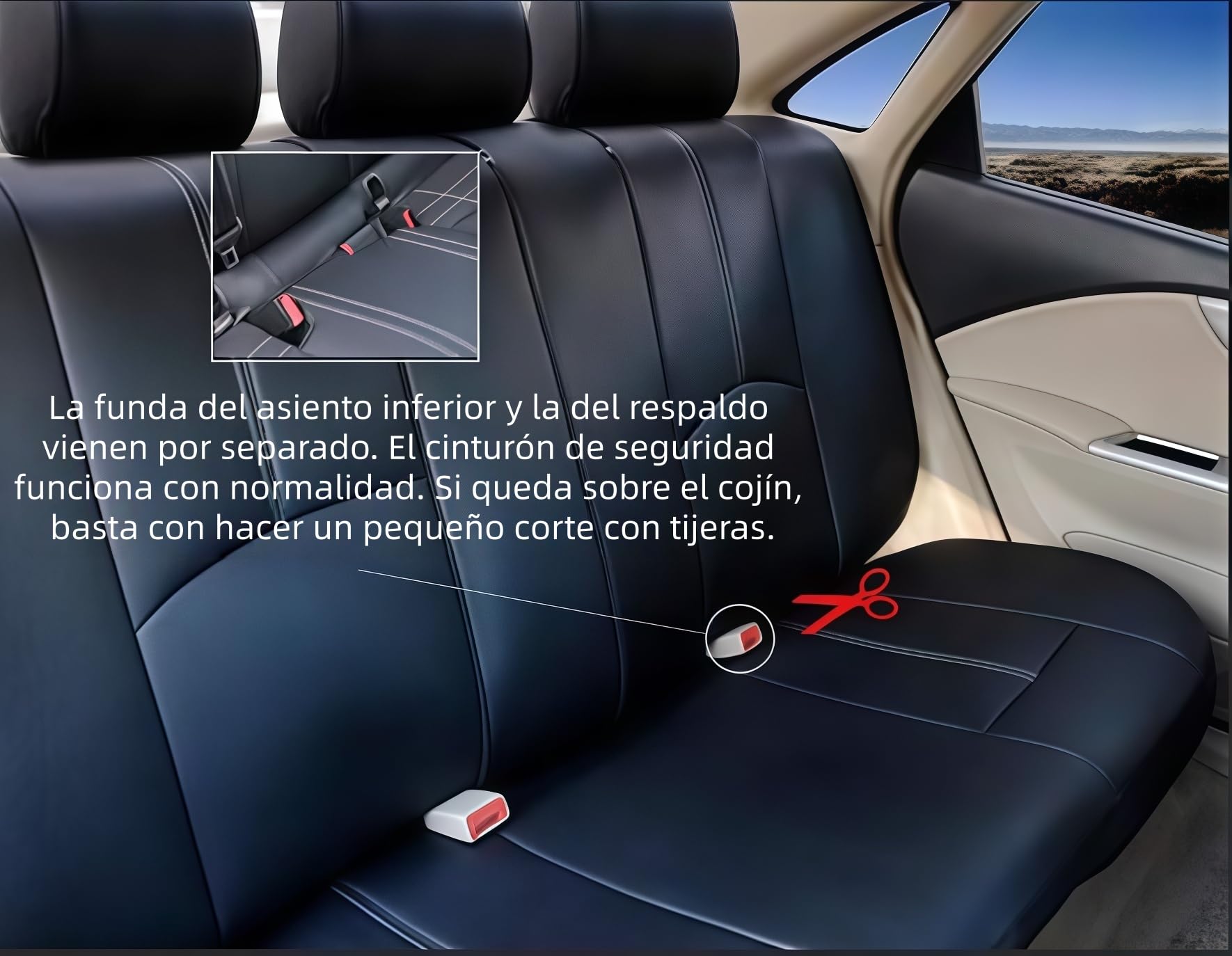 Fundas Universales para Asientos de Coche, Fundas de Cuero PU para Asientos de Coche, Protectores de Asientos para La Mayoría de Los Coches., SUV, Camiones, 11 Pcs, Negro