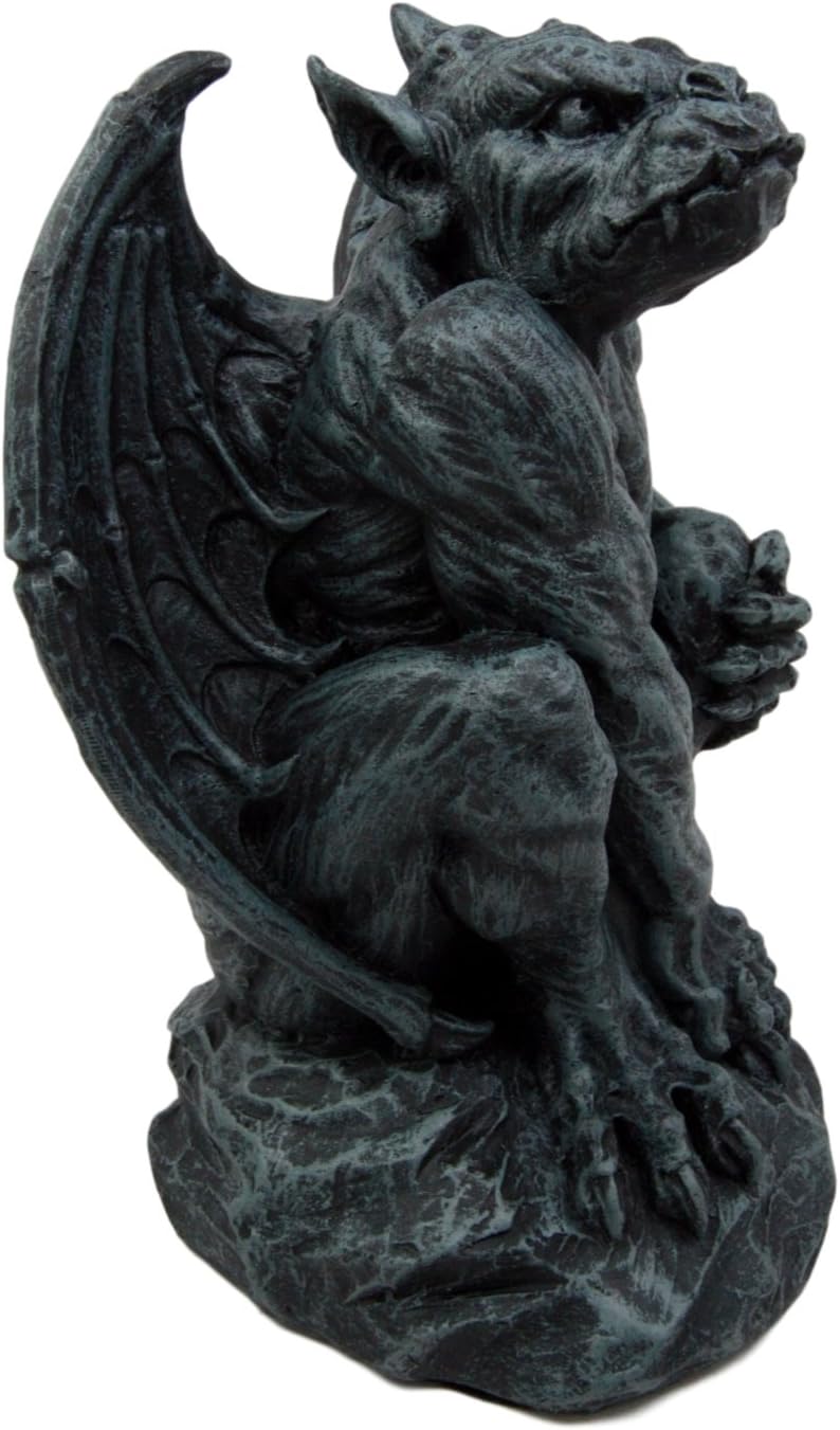 Ebros Winged King Kong Giant Primate Gargoyle Statue Medieval Renaissance Gothic Decorative Figurine 6.5" Tall Featuring Gargoyles Notre Dame Stoic Creatures Stone Devils Decor