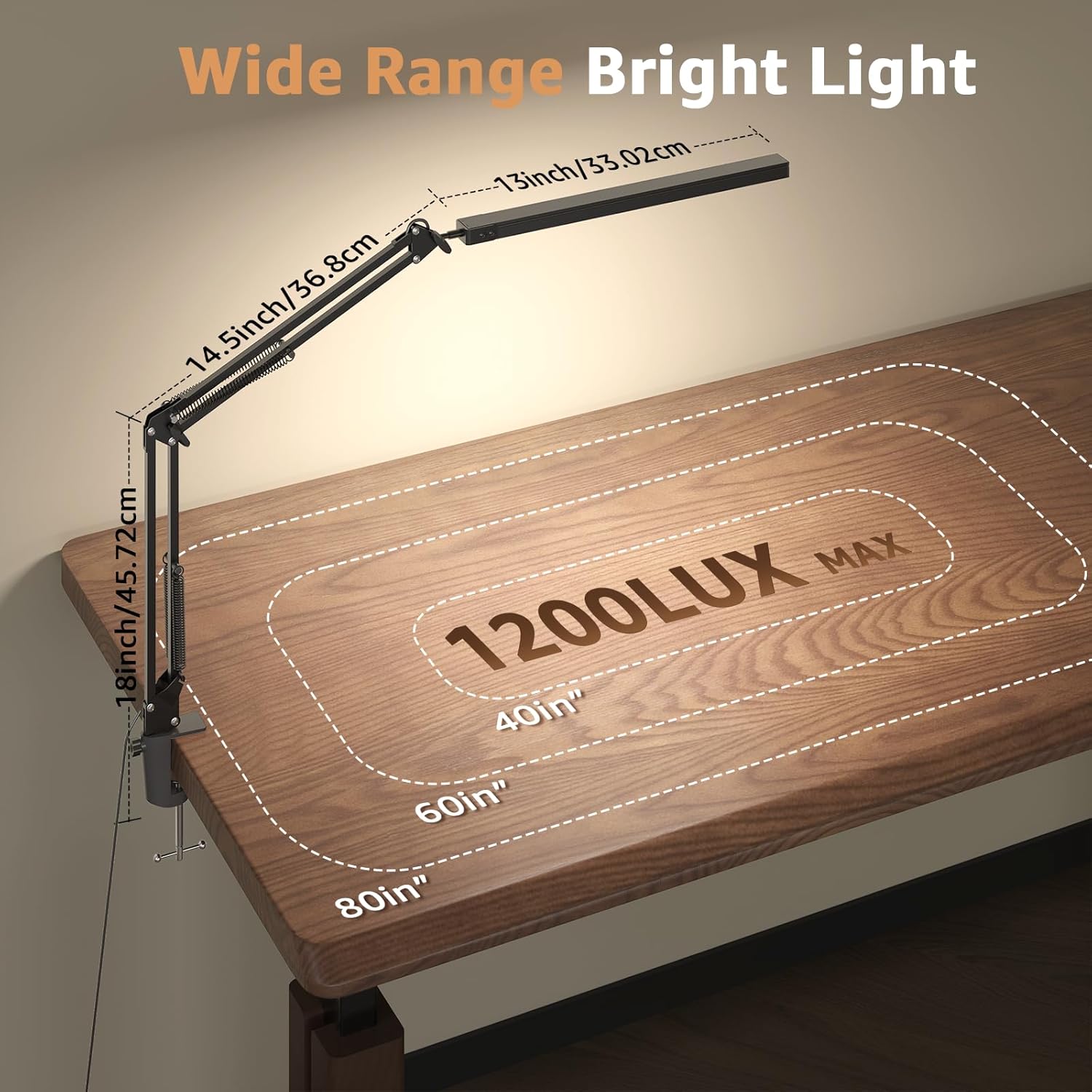 Upgrade Swing Arm LED Desk Lamp with Clamp, 80 LED Beads, 5 Color Modes & 11 Brightness Levels, 360° Adjustable Arm, Eye-Caring Light CRI95, Timer & Memory Function, for Office, Study, Crafting