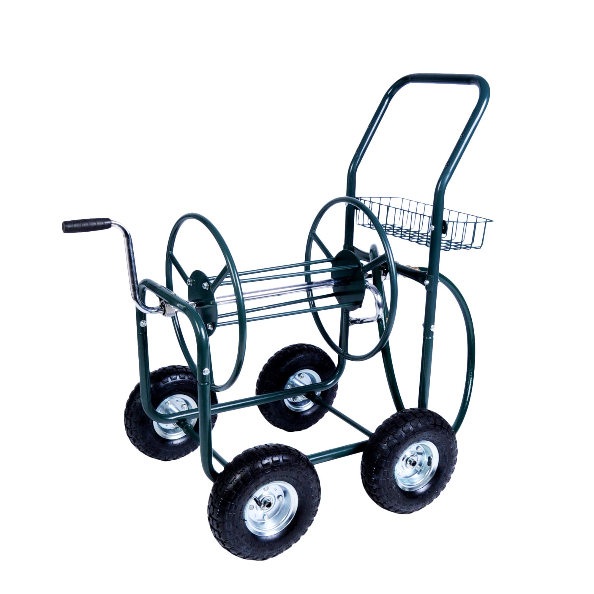 Buy Dporticus Garden Hose Reel Cart 4 Wheels with Storage Basket Water
