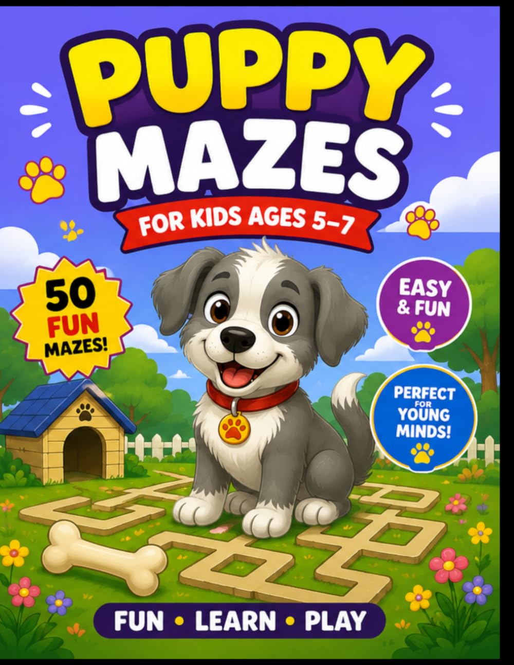 Puppy Mazes for Kids Ages 5–7: Help the Puppy Find His Home – Maze Activity Book with 50 Puzzles and Solutions (Puppy Maze Adventures)