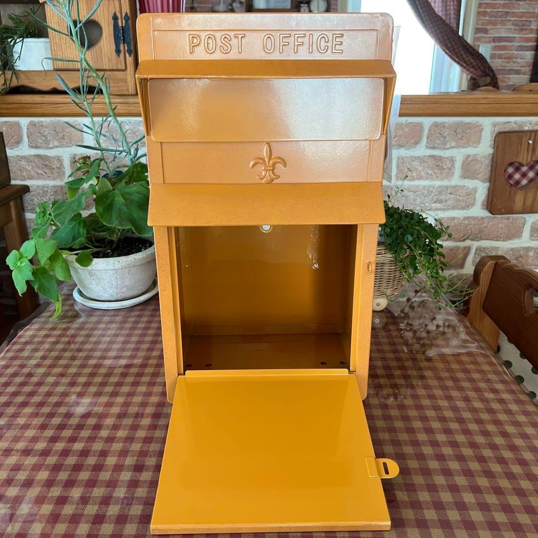 ポスト 壁付け スリムポスト ヴィンテージ 屋外 置き型 イエロー