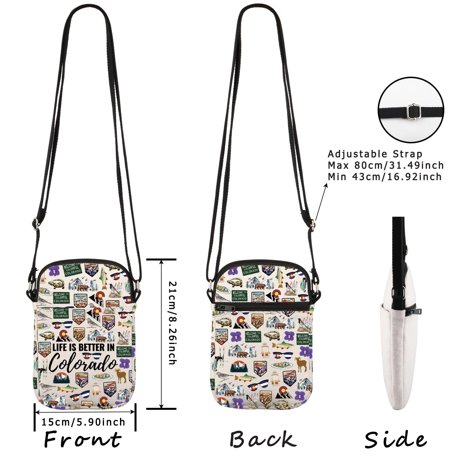 WCGXKO Colorado Travel Trip Gift Life Is Better In Colorado Crossbody Bag Colorado Vacation Souvenirs