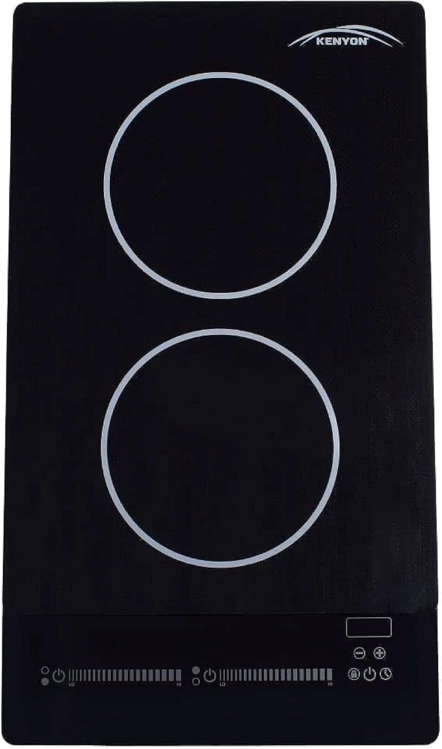 Kenyon Bridge Induction Cooktop, 2 Burners, Portrait Cooktop, Smart Touch Control, Energy-Efficient Cooking, Easy-to-Clean Cooktop, Black, 120 Volts