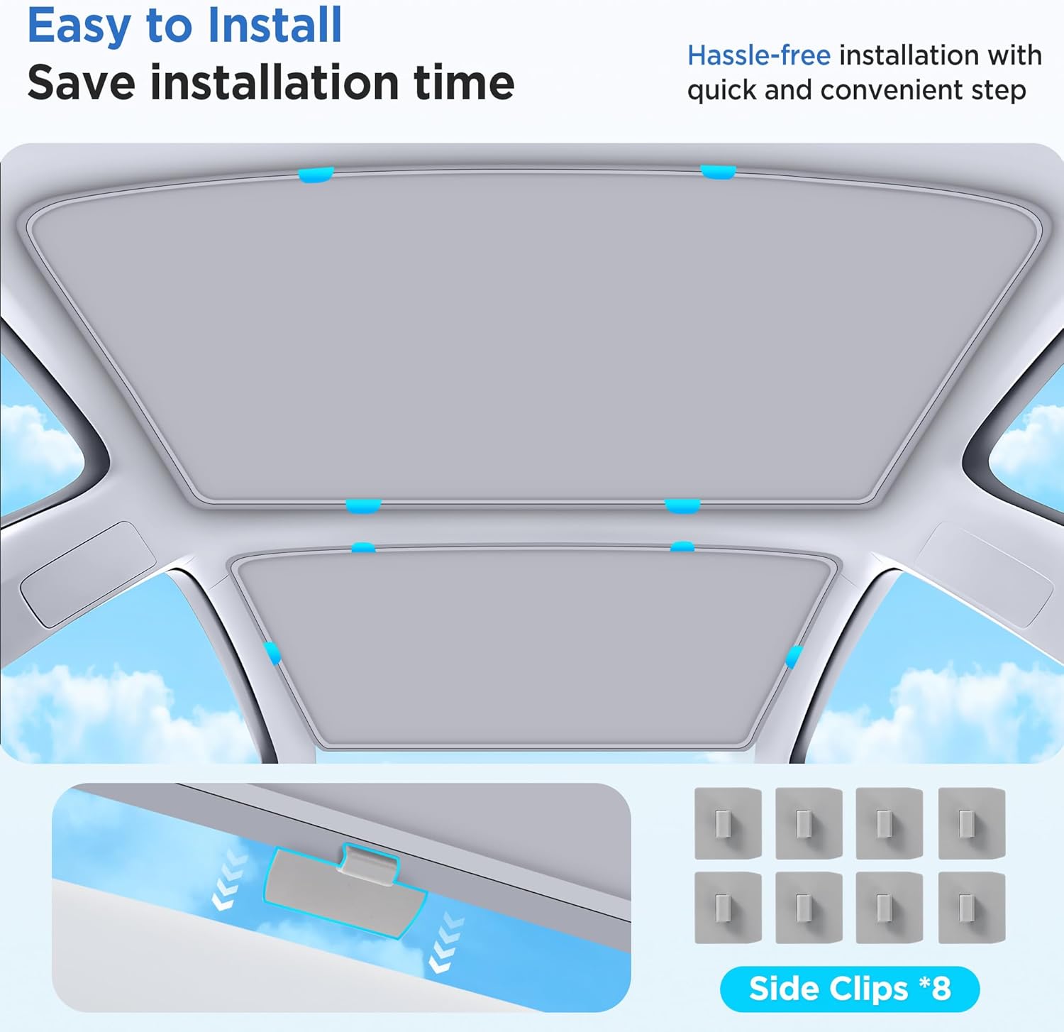 2026 Upgrade Sunshade Roof For Tesla Model 3 Highland 2022-2026 [No-Gap/Sag-Free] Heat Insulation Glass Roof Sunshade Sunroof for Tesla Model 3 Accessories 2026 2025 2024 202 2022 Beige