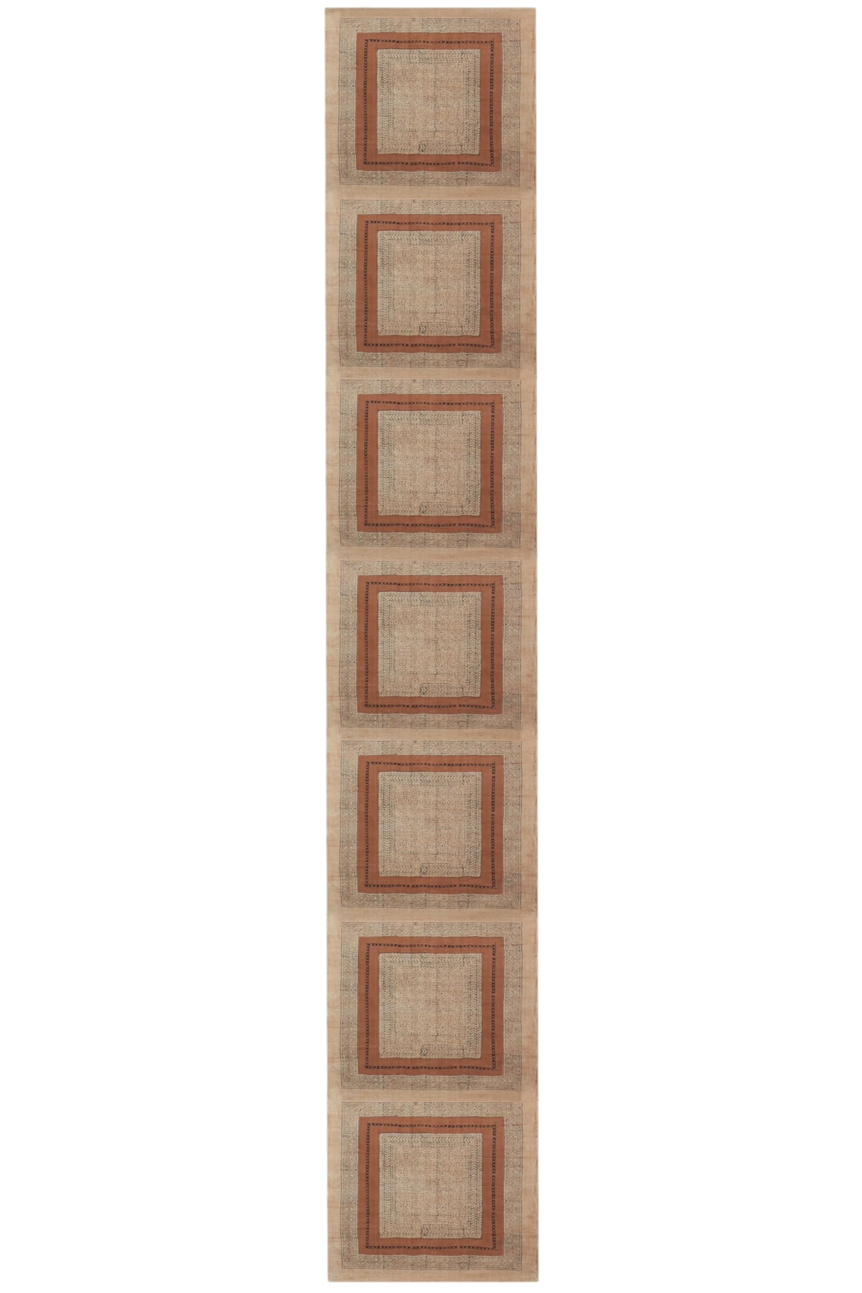 Tapis Kilim à tissage plat marron et beige avec bordure en coton pour salon et chambre