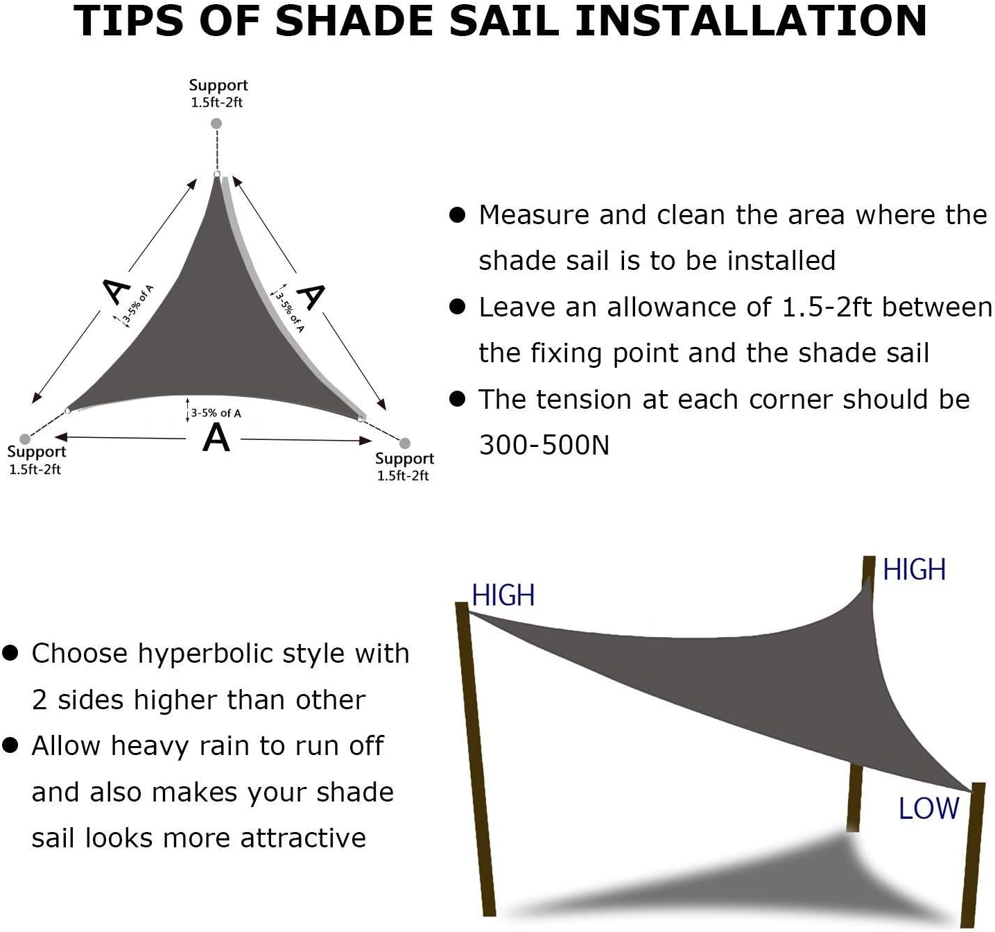 Shade&Beyond 16'x16'x16' Sun Shade Sail Triangle Canopy Light Grey Outdoor UV Sunshade Sail for Patio Yard Backyard Garden Lawn