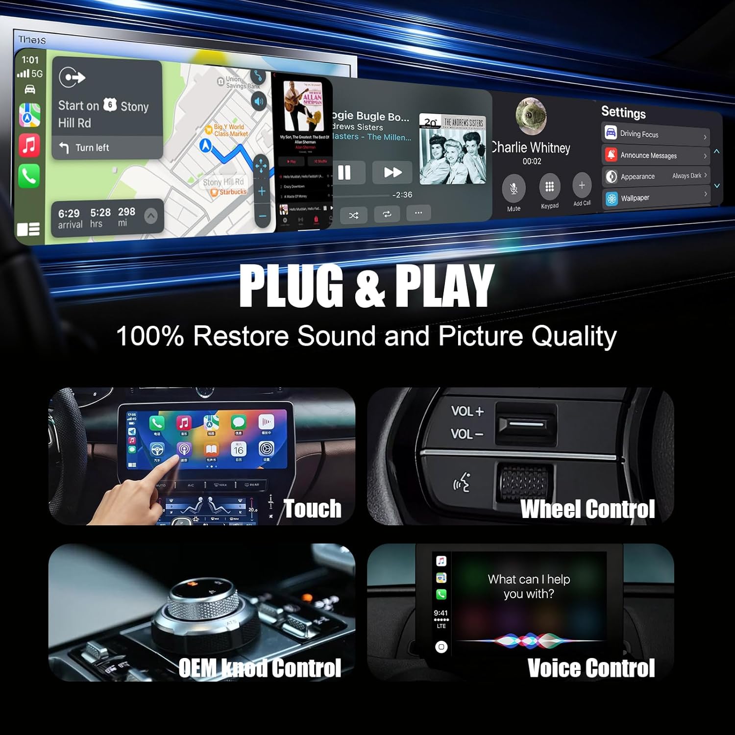 2-in-1 Mini Wireless CarPlay Adapter for Apple iPhone & Android Auto Adapter,2025 Upgrade Wired to Wireless,Plug & Play, Fast Stable Connection Car Play for iOS 10+/Android 11+,USB-A/Type-C Cable
