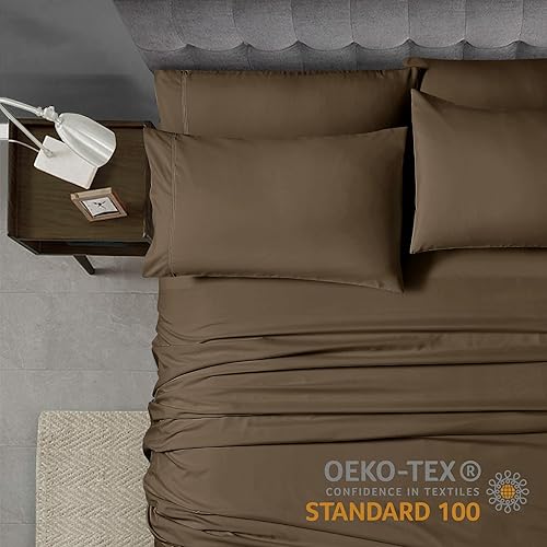 Miniatura 6 de Home Collection Micro Caress - Lujoso juego de sábanas de 3 piezas de 3 piezas de 2.16 ozm con 1 funda de almohada adicional, color marrón