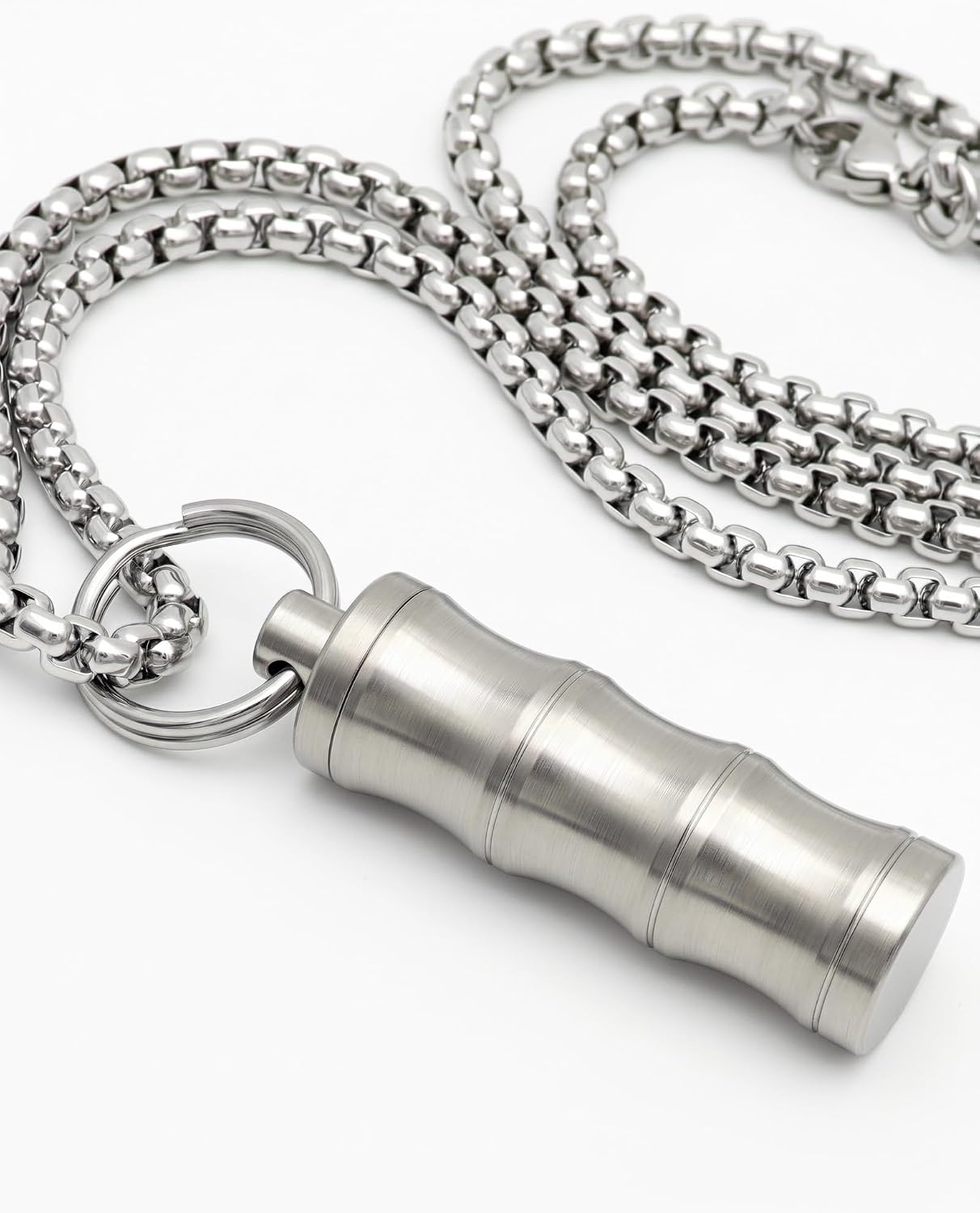 Haxtec Titanium Pill Holder Necklace, Small Pill Box Nitro Holder Waterproof Keychain Pill Container Mini Case with Chain