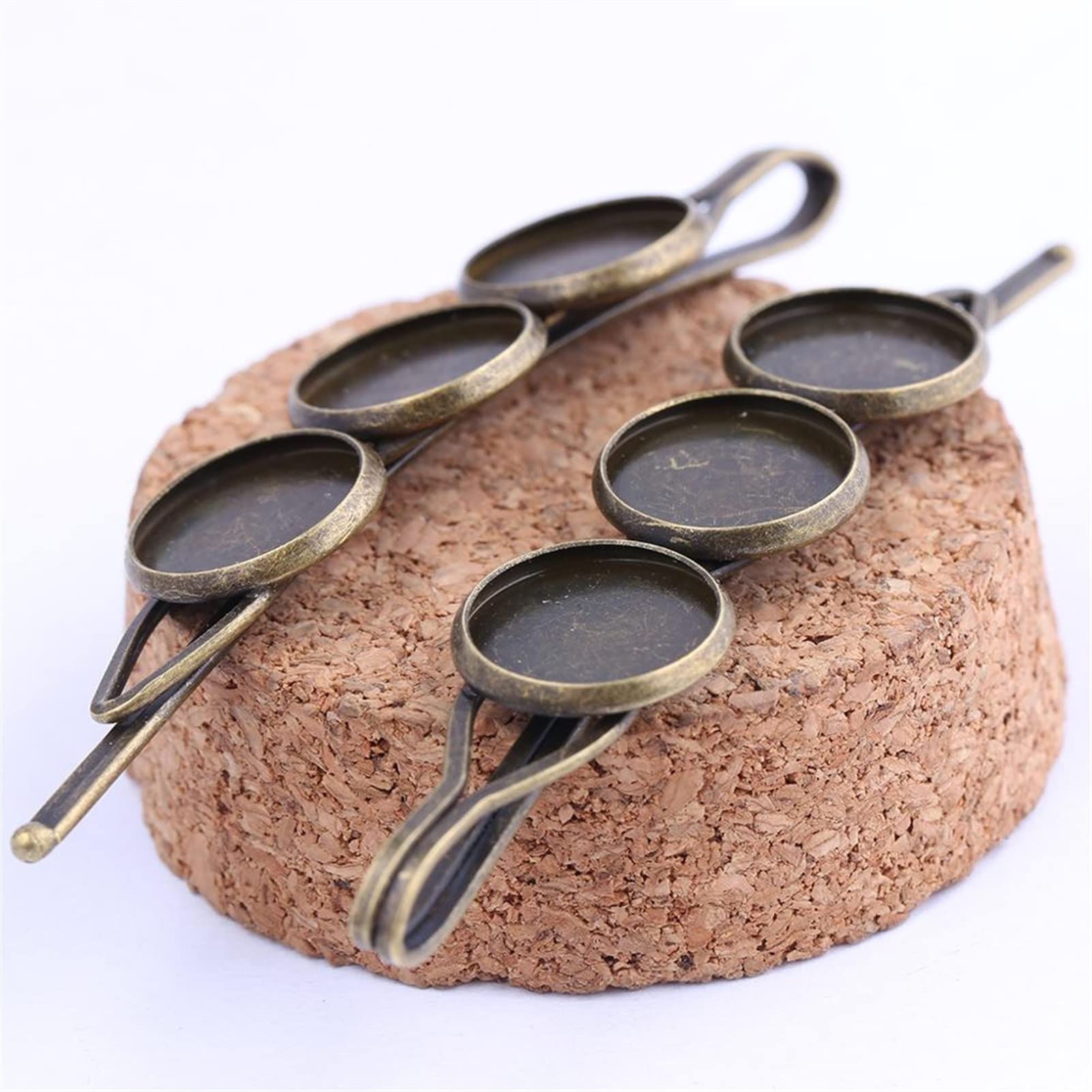 10 Stück Metall Haarspangen Mit Leerer Rundablage – DIY Haaraccessoires Selbst Gestalten (Antik-Bronze)