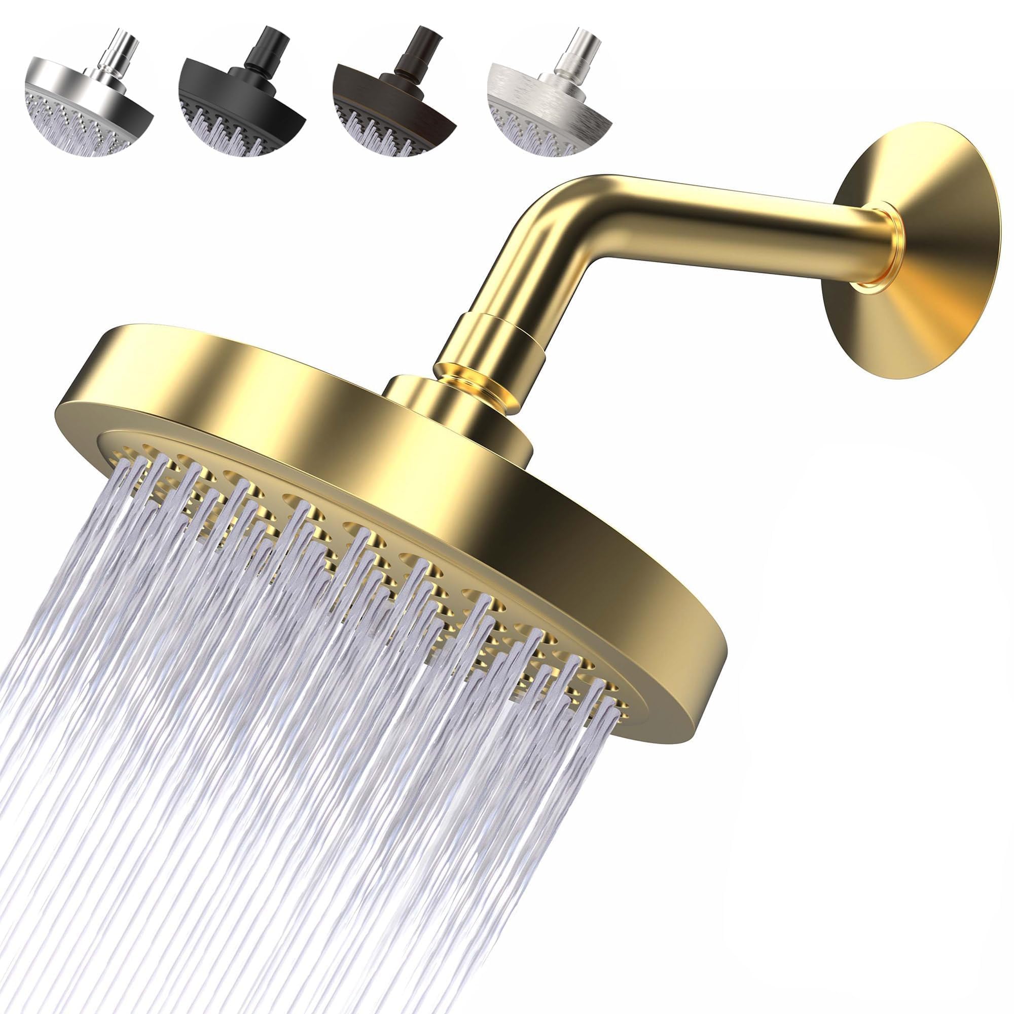 Cabezal de ducha de alta presión, boquillas de silicona antiobstrucción, restrictor extraíble de 2.5 GPM, reemplazo ajustable fácil de limpiar, fácil de instalar con cinta de fontanero, 6 pulgadas