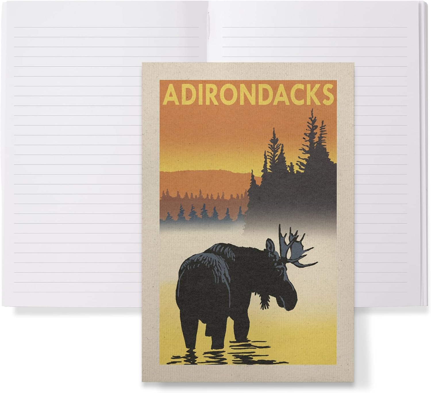 Lantern Press Adirondacks, New York, Moose at Dawn (Lined 6x9 Journal, Lay Flat, 193 Pages, FSC Paper)
