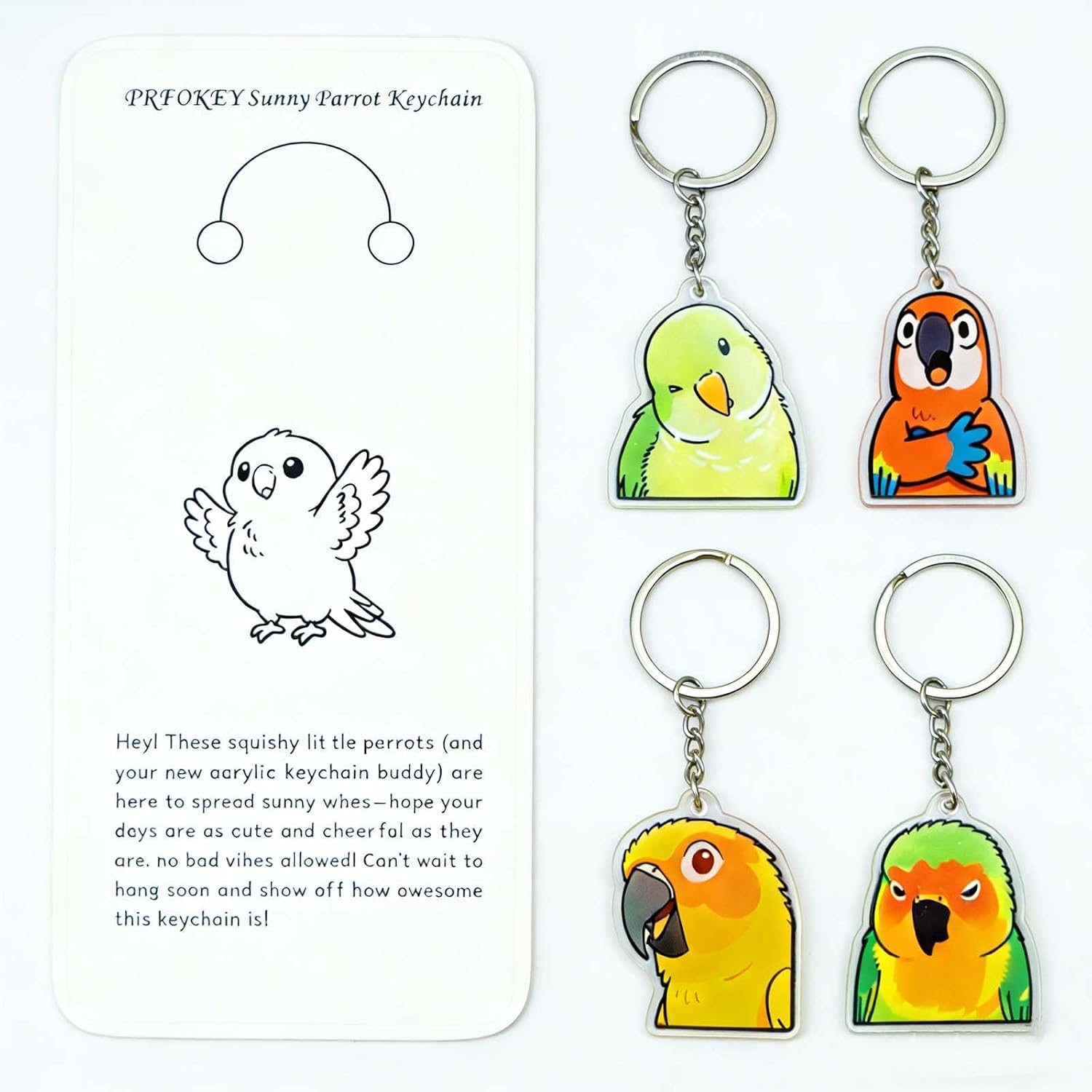 Bulk Parrot Keychain Set for Bird Lovers, Christmas and Birthday Gift Pack, Novelty Support Accessories for Coworkers image 3