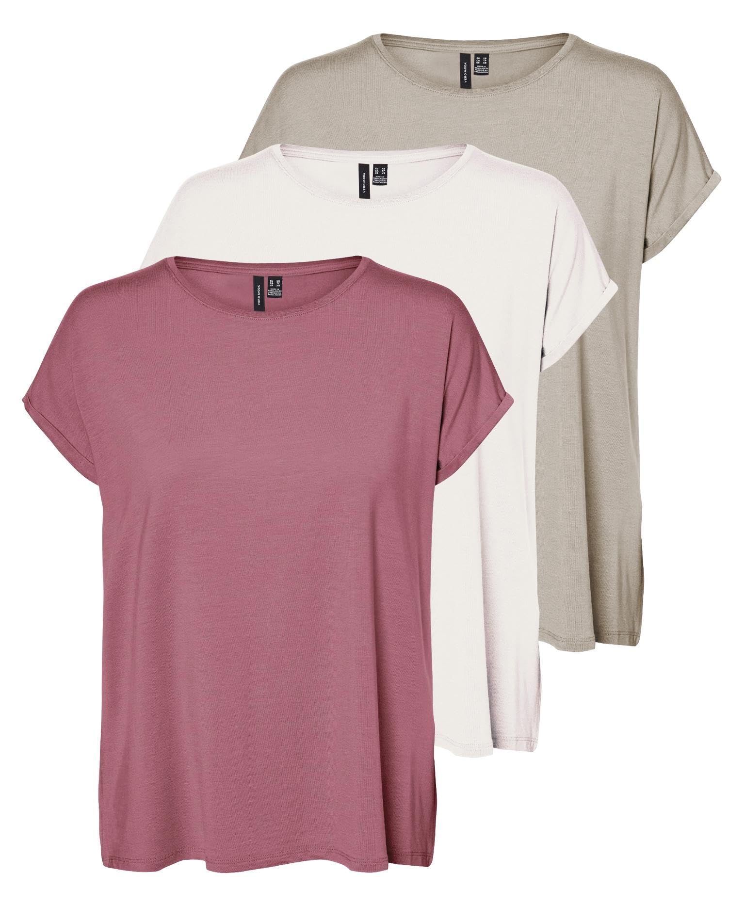 VERO MODA Vmava Plain SS Top Gajrs Noos T-Shirt Femme