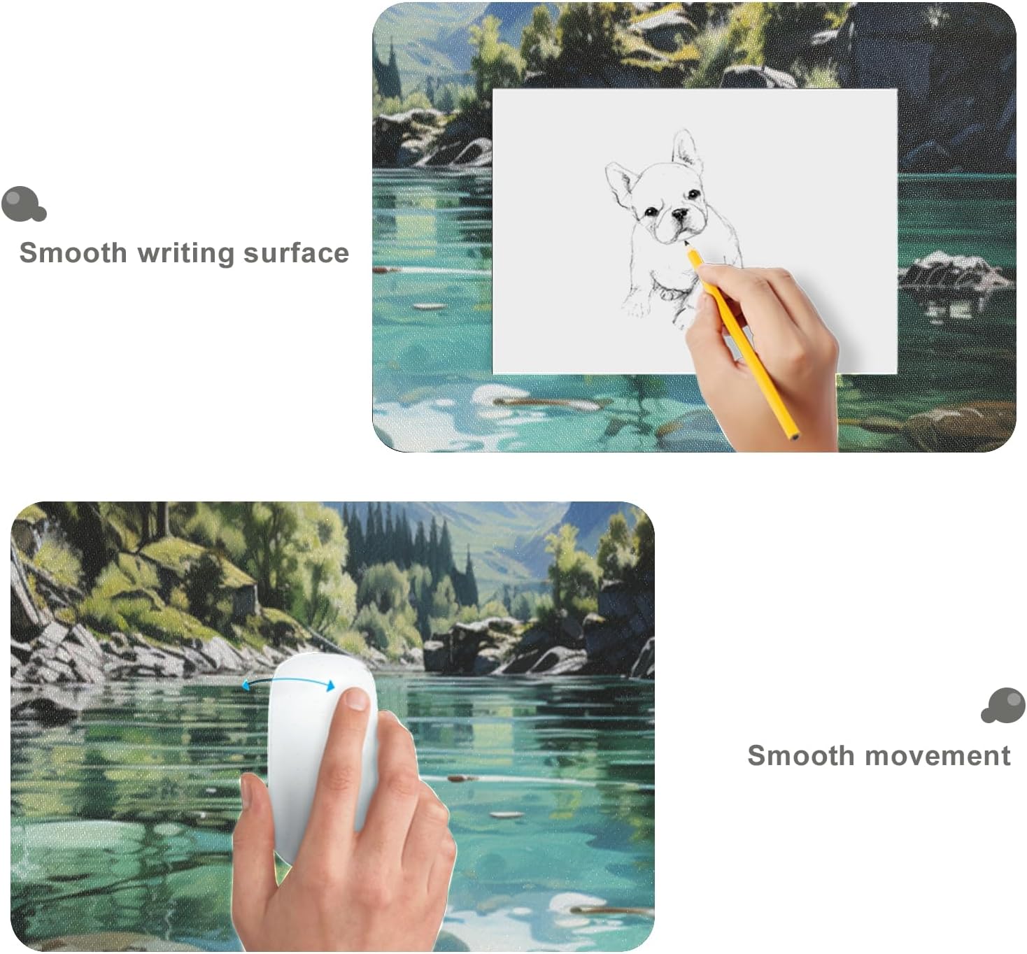 Durable and Washable Lake Designed Mouse Pad 35.5 x 16 Inch, Non-Slip Rubber Base, Ideal for Easy Typing and Gaming