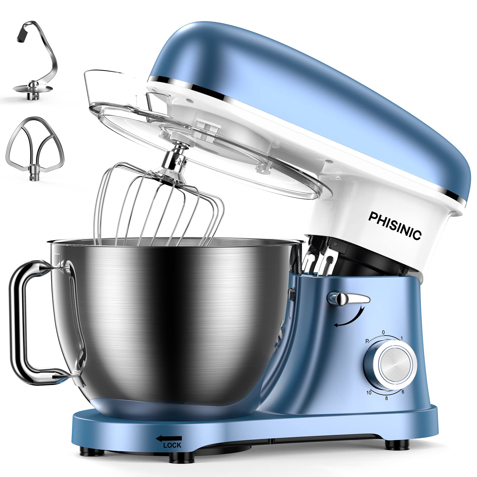 Buy PHISINIC Stand Mixer, 8L 1500W Electric Kitchen Mixer, 6Speed Tilt