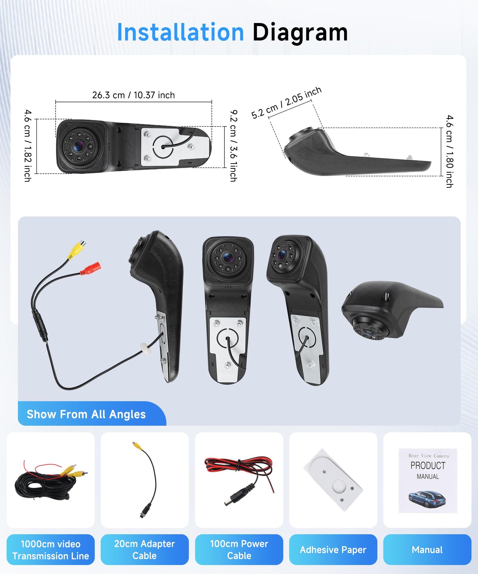 Hodozzy Telecamera Posteriore per VW Crafter 2017, Telecamera per Terza Luce di Stop, Visione Notturna a IR, Impermeabile IP67, Angolo Regolabile, con Linea di Retromarcia