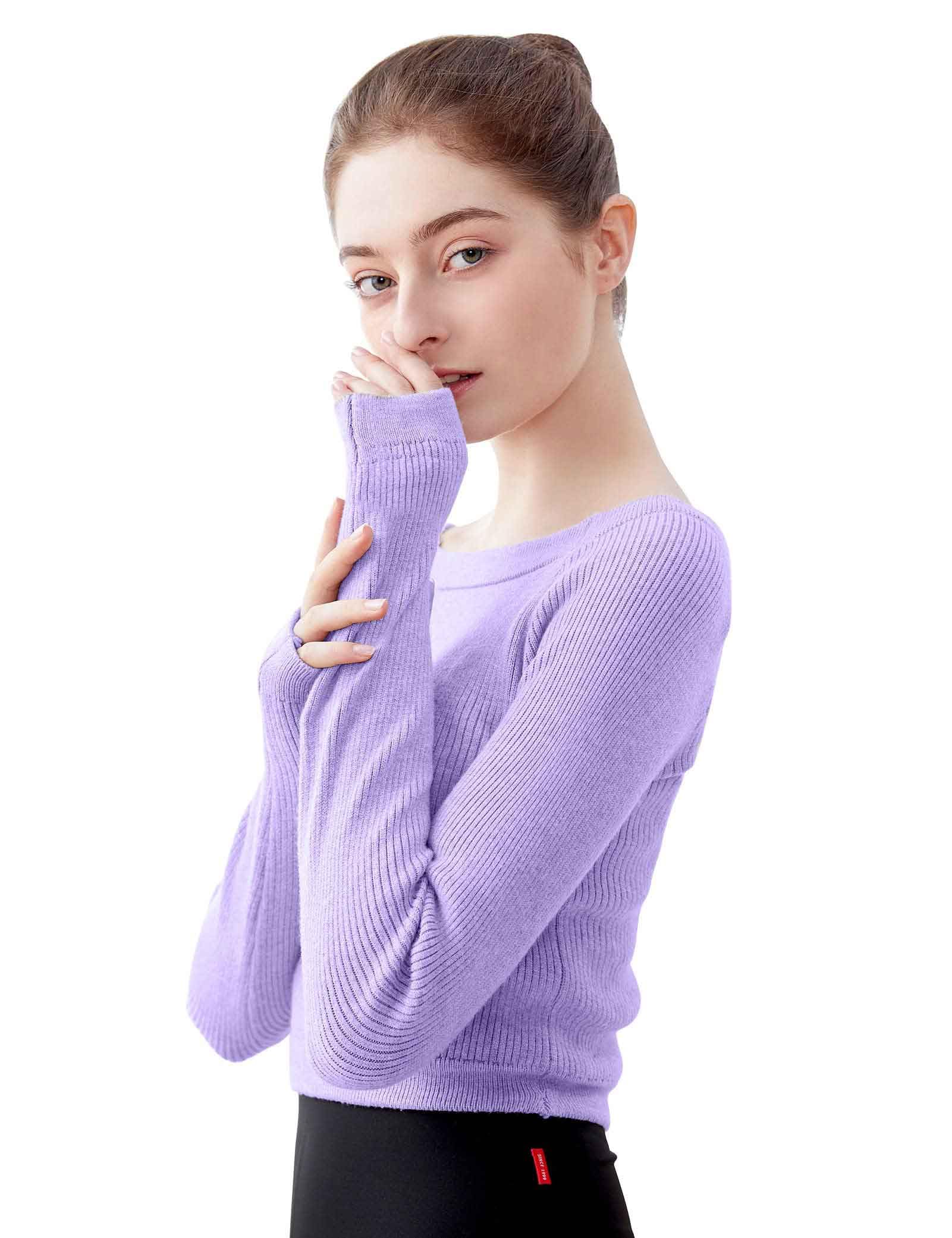 Daydance Teen Girls Women Long Sleeve Dance Sweater Soft Ballet Warm Up Pullover for Leotards