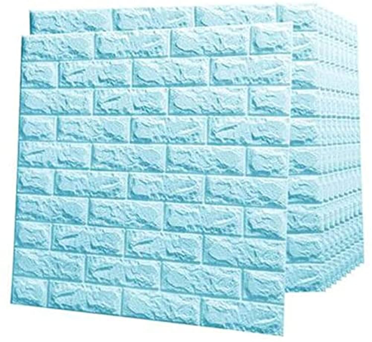 Coolbaby 10Pc 3D Wall Sticker Self-Adhesive Wall Panels Waterproof Pe Foam White Wallpaper For Living Room Tv Wall And Home Decor (Brick 10 Pack - 58 Sq Ft,Blue)