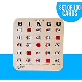 Regal Bingo Bulk Bingo Cards with Sliding Windows - Reusable Large Print Bingo Game Cards for Adults Large Group - 100 Pack, Woodgrain