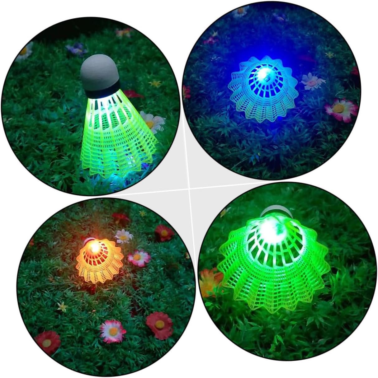 PRETYZOOM 8Pcs LED Nylon Shuttlecocks for Badminton Training Windproof Night Play Glowing Birdies for Indoor Outdoor Fitness and Amateur Players