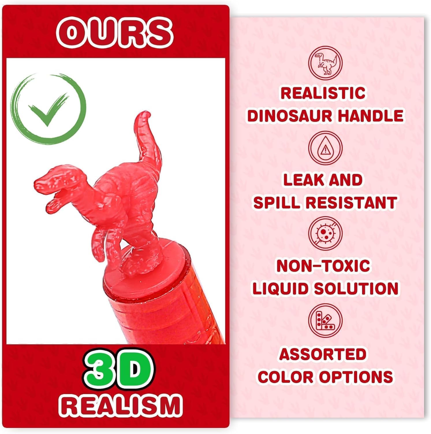 Dinosaur Birthday Decoration, 3D Detail Mini Bubble Wands Bulk 32 Pack, Neon Dino Party Favors Supplies for Kids, Pinata Filler Goody Bag Stuffers, Carnival Prizes, Treasure Box Toys Gift for Girl Boy