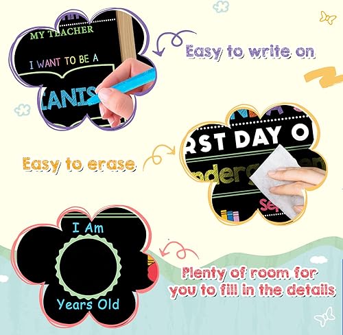 Miniatura 3 de Letrero de primer día de escuela, 14 x 11 pulgadas, de doble cara y reutilizable, para el primer día de escuela, suministros de regreso a escuelas