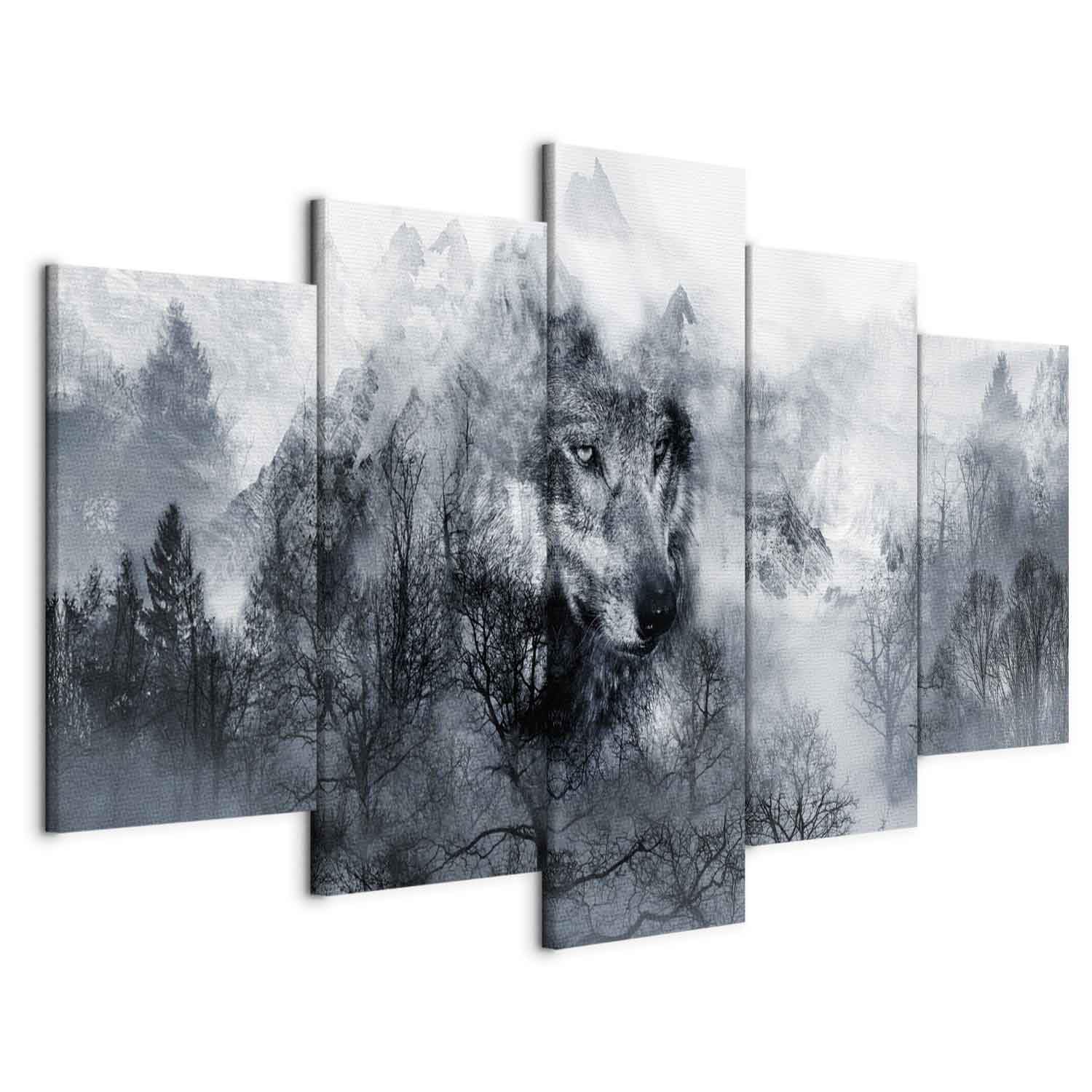 murando - Quadri Moderni per Camera da Letto, Lupo e Foresta, 200x100 cm