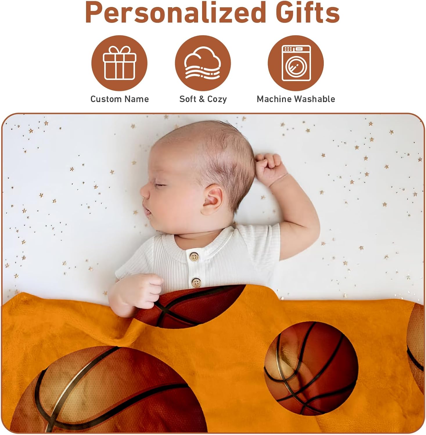Personalized Yellow Crib Bedding Set with Basketball Design: 3 Piece Sport Nursery Bedding Set with Custom Name, Personalized Baby Crib Bedding Set for Boys Girls and Toddlers
