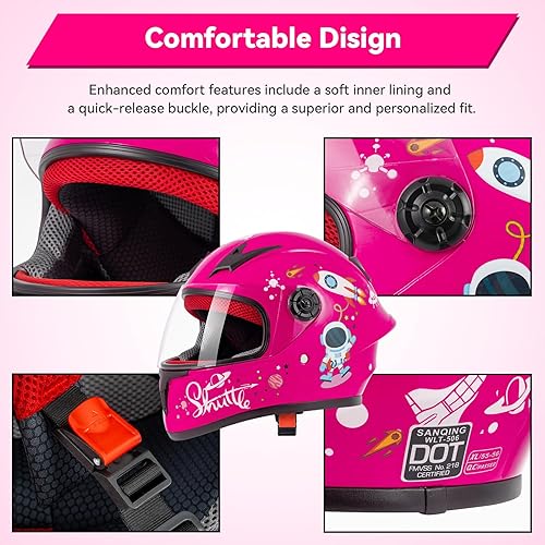 Miniatura 5 de Casco de motocicleta para niños, casco de cara completa para jóvenes, casco ligero aprobado por DOT para motocross, ATV, todoterreno, cascos para