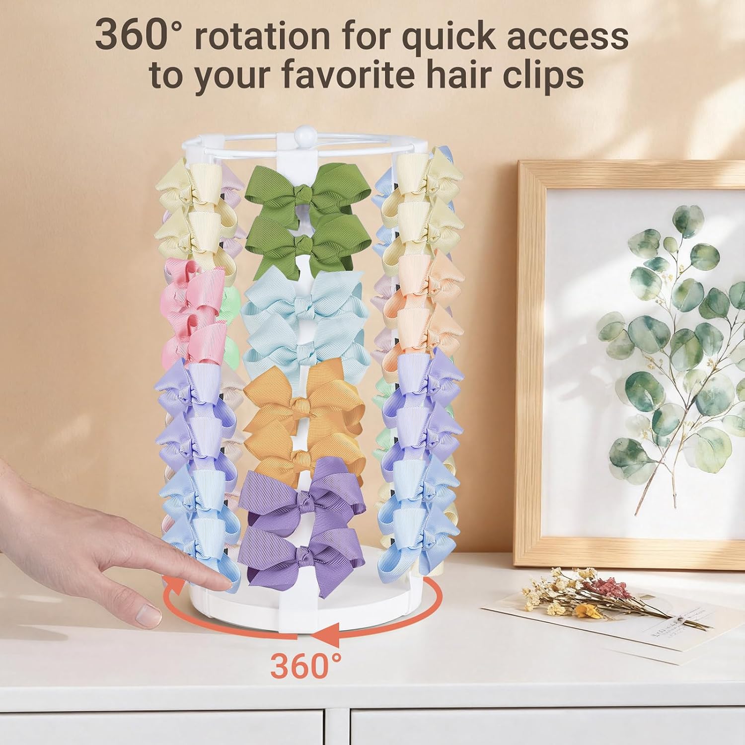 Dahey Bow Organizer for Girls 360° Rotation Hair Bow Holder Headband Holder