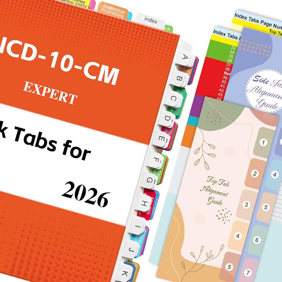Index Tabs for AAPC Version ICD-10-CM 2026, Upgraded Complete Book Tabs Set (Book not Included), Color-Coded Tabs for Every Chapter with Code Ranges, Laminated & Waterproof & Repositionable