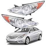 Headlights Headlamp Replacement for Sonata 2011-2014 Projector Headlight Clear Lens Amber Corner Pair Left and Right Side Replacement for HY2502159 HY2503159