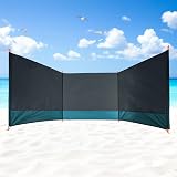 Paravento da spiaggia grigio con borsa per il trasporto – 400 x 140 cm – protezione da campeggio con corda e picchetti – Recinzione da spiaggia – Protezione privacy lago giardino piscina vista parete - 1