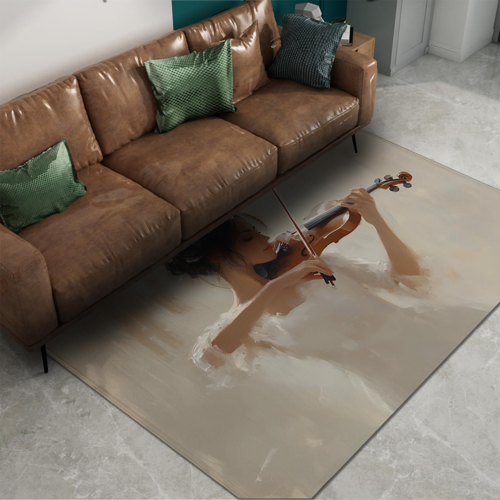 Tappeto a tema musicale per bambina alla moda per soggiorno e camera da letto, 150 x 200 cm, elegante, a pelo basso, facile da pulire, perfetto per la zona yoga