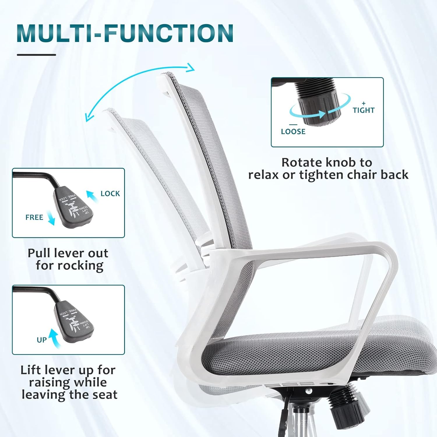 Tall Drafting Chair, Home Office Computer Standing Desk Chair with Adjustable Foot Ring and Breathable Mesh, Ergonomic Lumbar Support Armrest, Comfortable Padded Seat Cushion, Grey : Office Products