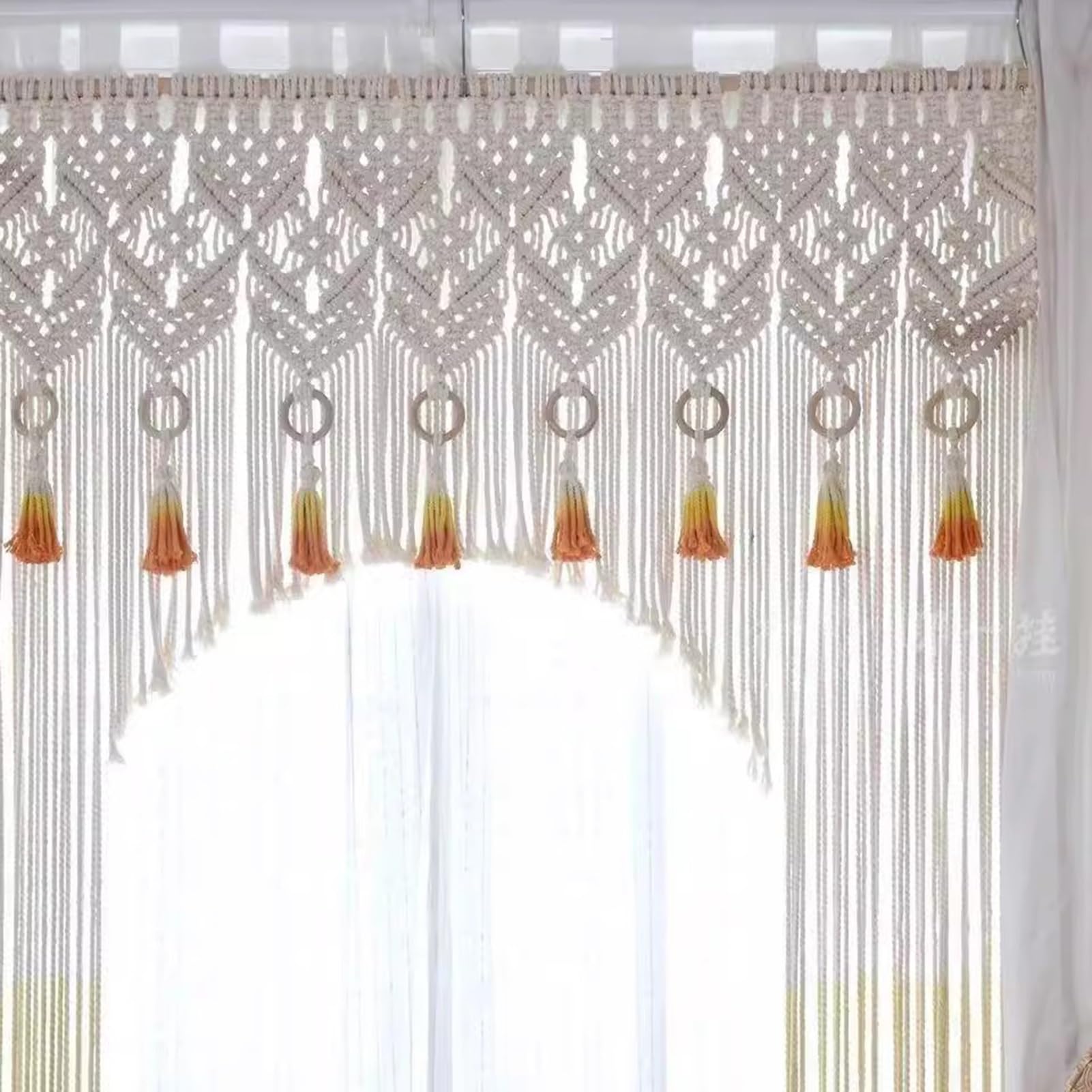 Rideaux en macramé Rideaux en Macramé Tissés À La Main pour Fenêtres, Rideau Suspendu Mural en Macramé, Cantonnière De Fenêtre en Macramé en Coton(39.4x70.9in)