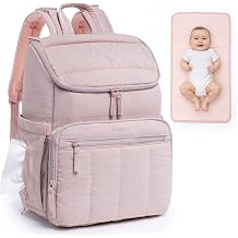Puffy Diaper Bag Backpack for Mom, Large Quilted Baby Backpack