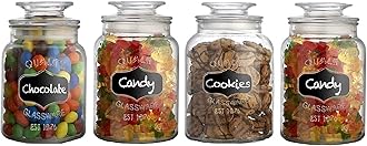 Ash & Roh® - Clear Glass Jar And Container With Air Tight Lid Storage of Spices and Dry Fruit (1500 ML COOKIE JAR, 4)