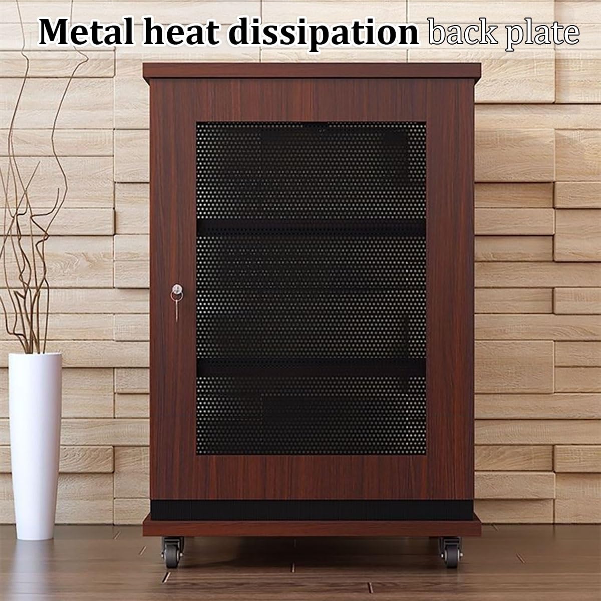 Rack Audio Mobile Con Ruote Universali, Mobiletto Rack Per Stereo, Mobile Per Stereo Hifi Chiuso, Mobile Hifi Legno, Mobile Hifi Con Ruote Adatto Per Lettori DVD/Console Di Gioco/Accessori TV(Black,H8