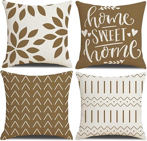 Vista 57 de Homefeelzydys Fundas de almohada de 18 x 18 pulgadas, fundas de almohada de 18 x 18 pulgadas, fundas de almohada cuadradas, juego de 4 fundas