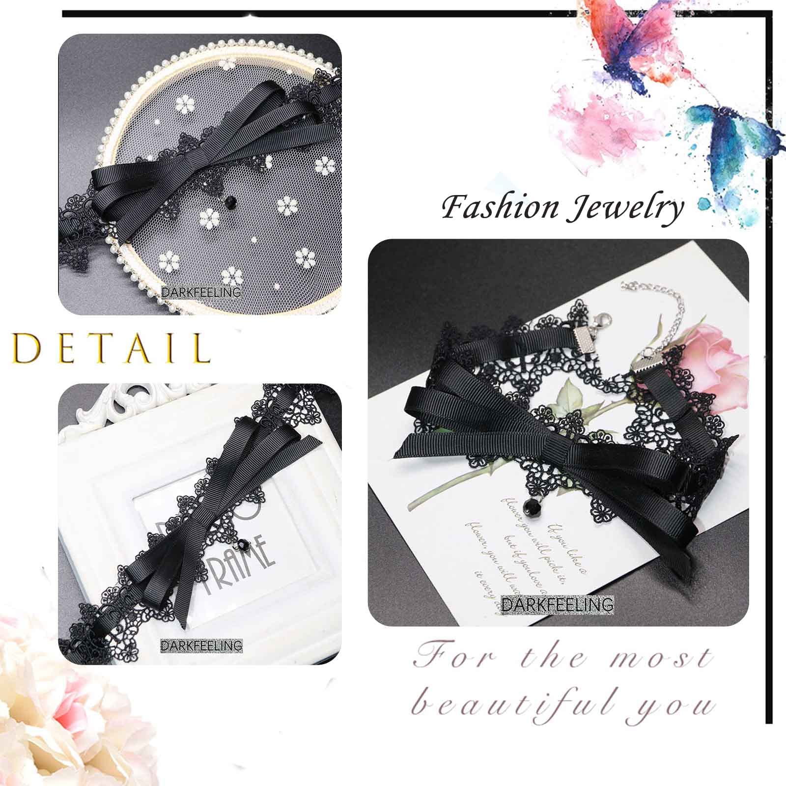 Dishowme Collana girocollo in velluto di cristallo Collana in pizzo con strass gotico Catena Gioielli con collare da vampiro vintage per ragazze da donna (Nero B