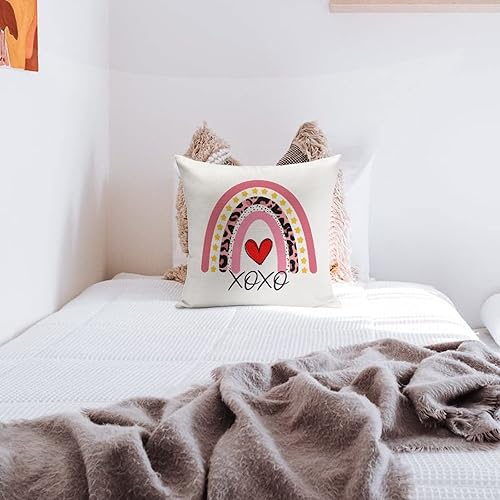 Miniatura 8 de Love Heart Throw Cushion Cover Case XOXO Rainbow Heart Decorative Pillow Cover Linen Square Zipped Pillow Case for Couch Bed Car Living Room