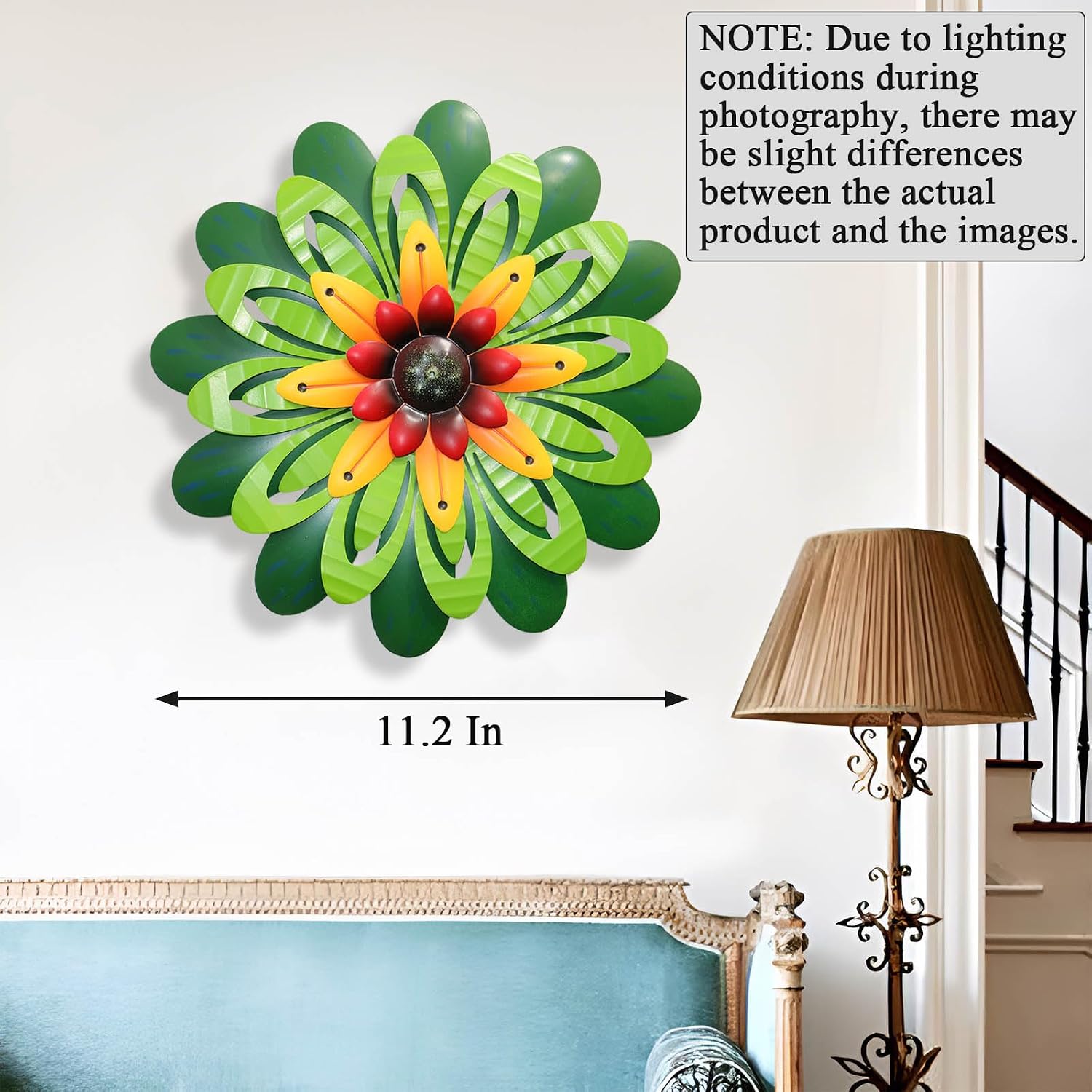 AHYS Metal Flowers Wall Decor Indoor Outdoor Metal Wall Art for Home Farmhouse Living Room Bedroom Bathroom Garden Decorations - Green image 4