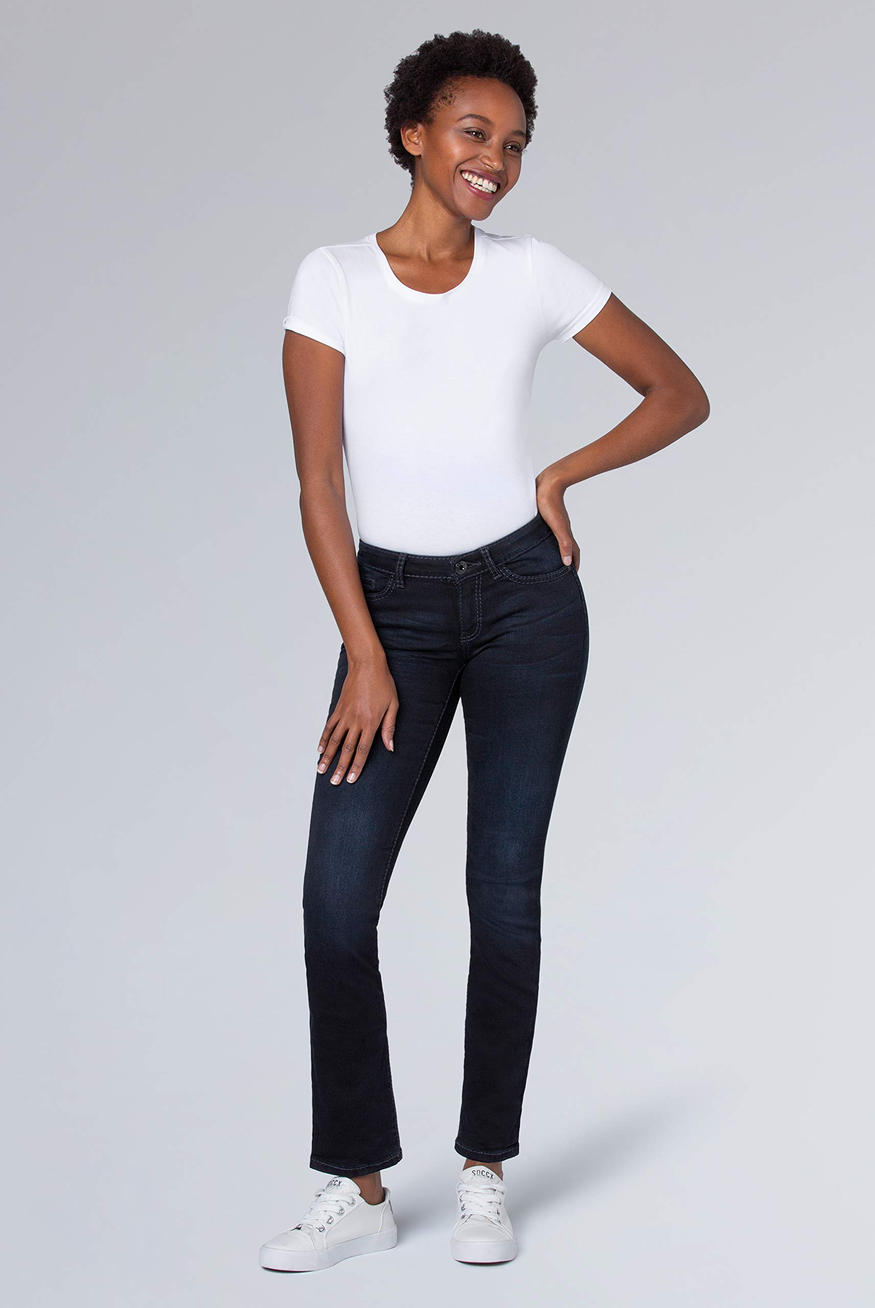 SOCCX Damen Jeans RO:My Regular Fit | Bequeme Stretch Denim mit geradem Bein, mittlerer Bundhöhe & formstabilem Alltag, Büro & City-Looks | Diverse Waschungen