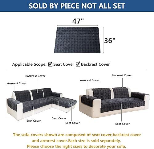 Miniatura 5 de Eismodra Fundas de sofá modular, funda de sofá en forma de L, protector de muebles para perros, gatos, mascotas, diván de 3 cojines, sofá biplaza,